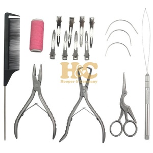 <b>Hair</b> Kits Commercial Use Free Logo New <b>Hair</b> Extension Tools Kit Loop Hook Clips <b>Box</b> Shape Needles Stainless Steel Plier logo - Product Image 3