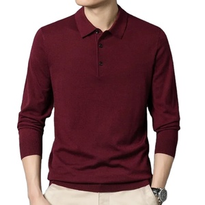 Pull-over décontracté pour homme en coton tricoté 100 %, à manches longues, imprimé uni, avec poche à revers, anti-plis, idéal pour l'automne - Product Image 4