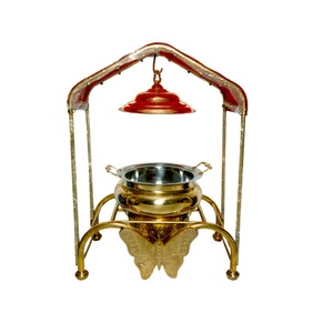 Multi Functional Food Warmer Chafing Dish Metal Chafing Dish Handmade Designer <b>Buffet</b> <b>Server</b> Gold Plated Chafing Dish - Product Image 5