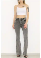 Jean en denim délavé bleu clair taille basse coupe skinny pour femme, 100 % coton écologique, asymétrique, uni, décontracté, été – Meilleure vente