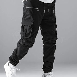 กางเกงคาร์โก้ลำลองของผู้ชายผ้าฝ้าย100% เบาสีทึบเอวสูงปานกลางแบบตรง - Product Image 3