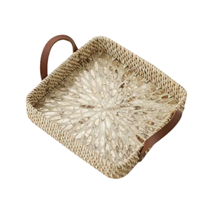 Bandeja de Ratán con Incrustaciones de Nácar de Lujo, Venta al por Mayor en Vietnam, Bandeja para Servir MOP para Decoración de Ramadán y Eid, Artesanía Tejida a Mano - Product Image 5