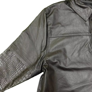 เสื้อเชิ้ตหนังแท้ผู้ชายสั่งทำขายส่ง แขนยาว คุณภาพดีเยี่ยม กระดุมติด แขนหนังลายจระเข้ - Product Image 3