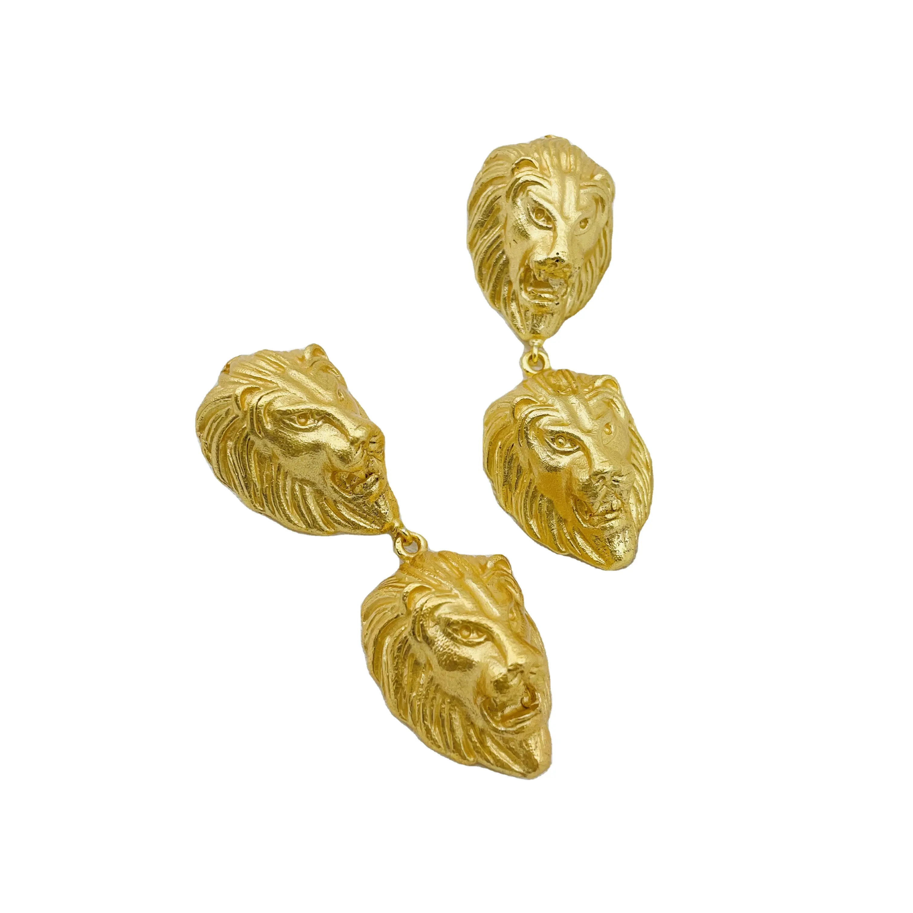 In oro placcato Lion Face Design stile Push Back orecchino con zircone disegni modelli di gioielli india SKU7364