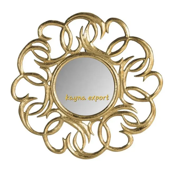Hot selling luxury Decorative casting new design gold metal wall mirror for home decorative wall mirror