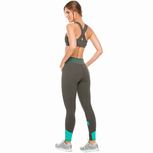 Seamless Yoga Set For Women 2 Piece High Waist <b>Leggings</b> With Contrast Binding V Neck Sports Bra Full Length Workout Wear - Product Image 2