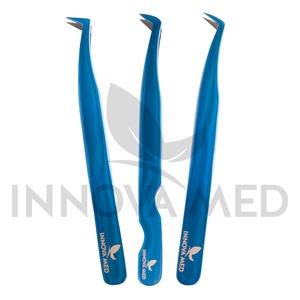 Pinces à extensions de cils de qualité supérieure, logo personnalisé, outils de beauté pour les professionnels de salon, avec pointe en fibre certifiée par Innovamed - Product Image 2