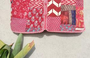 Handmade Women's Indian Cotton Vintage Kantha Quilted Jacket Assorted Patchwork <b>Coat</b> with Hippie Style Breathable - Product Image 4