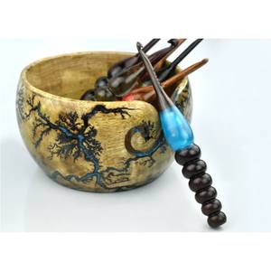 Lot de crochets ergonomiques personnalisés en bois et résine pour artisans, aiguilles à tricoter antidérapantes, poignées de crochet et bol porte-fil - Product Image 3