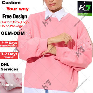 OEM/ODM Customized Women's Autumn Winter <b>Sweatshirts</b> Breathable Washed Rhinestone Hoodie Cozy Fleece Lining Front Logo Print - Product Image 1