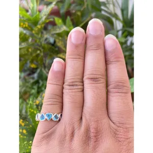 Natural Blue Topaz Heart <b>Ring</b> <b>925</b> Sterling <b>Silver</b> Handmade Gemstone <b>Ring</b> Wholesale Jewelry Supplier - Product Image 5