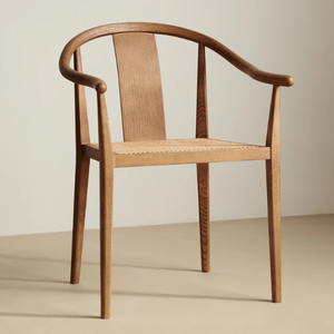 Modern Solid Teak Rattan <b>Arm</b> <b>Chair</b> <b>with</b> Handwoven Cane Seat Eco-Friendly <b>Dining</b> <b>Chair</b> for Apartment & Villa Use - Product Image 1