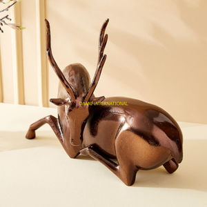 Bronze Animal Figurine Ensemble Moderne Antilope et Cerf Au Repos Sculpture De Luxe Décor À La Maison Résine Ornements Statues De Noël - Product Image 4