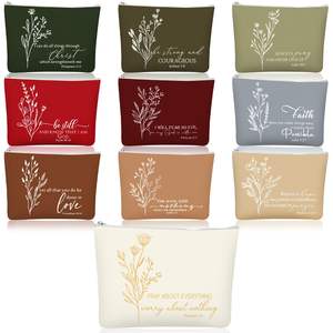 Wholesale Eco-Friendly Custom Cotton Canvas Zipper Pouches <b>Large</b> Capacity Reusable <b>Makeup</b> Cosmetic <b>Bags</b> Handle Logo Printing - Product Image 4