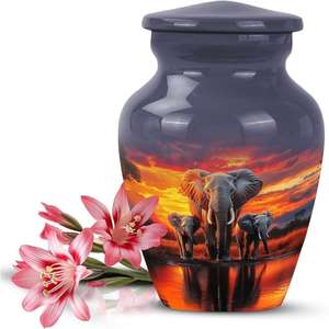 Urna de aluminio personalizada pintada a mano para cenizas humanas Urna conmemorativa con diseño artístico para funerales humanos - Product Image 2