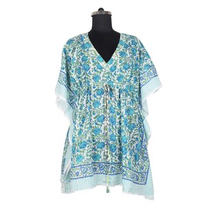 2025 fabricants indiens Standard nouveauté mode courte sans manches femme caftan Anokhi Caftan Maxi robe bloc floral imprimé - Product Image 3