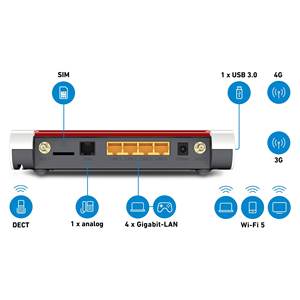 Fritz! Router de Doble Banda BOX 6850 LTE Mesh Blanco y Rojo 20002926 0809010 - Product Image 4