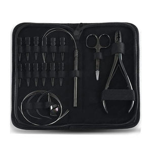 Kit d'outils d'extension de cheveux en acier inoxydable professionnel pince à sertir 2 trous 12 pièces pinces à cheveux outil de séparation de cheveux Mini ciseaux - Product Image 5