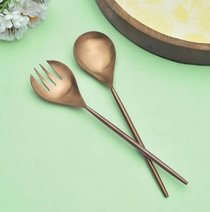 Premium Quality Metal <b>Gold</b> Plated <b>Spoon</b> & Fork <b>Serving</b> Set For Hotel Restaurant Home Dining - Product Image 5