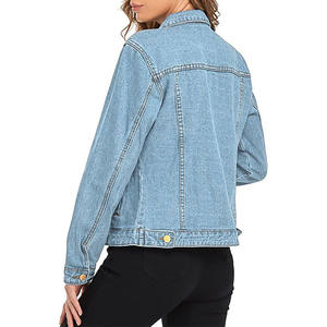 Veste en jean brodée personnalisée pour femmes, toile respirante remplie de coton d'hiver de couleur unie pour l'extérieur/la ville - Product Image 5