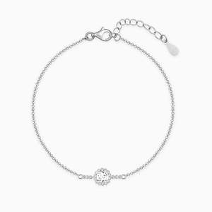 Brazalete elegante de plata de la pulsera de cristal de sol solitario con un atractivo deslumbrante - Product Image 1