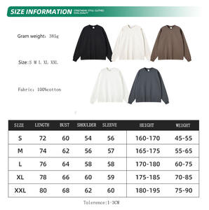 T-shirt lourd 100% coton Streetwear manches longues hommes surdimensionné uni teint blanc solide T-shirt pour hommes - Product Image 2