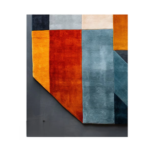 Alfombra Moderna Abstracta de Forma Irregular, Hecha a Mano con Lana de Nueva Zelanda, de Pelo Alto, Vibrante y Colorida, Antibacteriana e Impermeable - Product Image 2