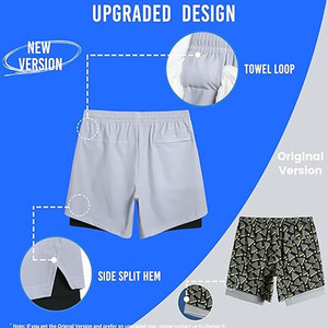 Pantalones cortos de entrenamiento tejidos de secado rápido transpirables ligeros para hombres para entrenamientos de primavera y salidas para adultos - Product Image 6