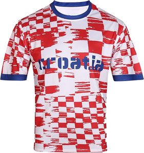 Camiseta Deportiva de Fútbol de Manga Corta con Bordado de los Buffalo Bills a Cuadros Rojos y Blancos de Croacia, en Poliéster Resistente, del Equipo Nacional - Product Image 1