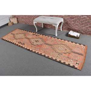 Tapis de couloir KayraHome vintage turc orange en laine persane patchwork, avec support en latex écologique, poils moyens, 2,8x9,2 pieds - Product Image 2