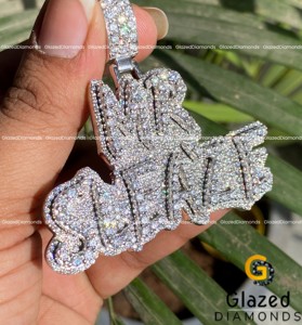 Nuevo lujoso totalmente helado letra personalizada Hip Hop colgante redondo corte brillante Moissanite VVs diamante 925 plata esterlina - Product Image 3