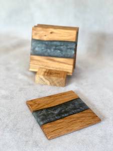 Posavasos de resina y madera hechos a mano, juego de posavasos hecho a mano ecológico para regalos sostenibles, compradores conscientes y modernos - Product Image 3