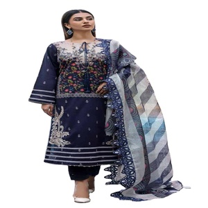 AGHAZ Brand 3-Piece Ladies Lawn Suit From Pakistan & India Wedding Heavy Embroidery <b>Net</b> Dupatta with Dress Hot Selling Wholesale - Product Image 6