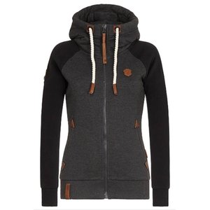 เสื้อฮู้ดผ้าฟลีซผ้าฝ้าย100% สำหรับสตรีทแวร์มีฮู้ดคอปกและซิปปิดสีดำและสีเหลืองสำหรับเด็กผู้หญิง - Product Image 1