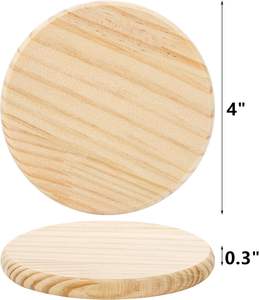 24 PCS Unfinished <b>Wood</b> Coasters 4 Inch Round <b>Blank</b> <b>Wood</b> Coaster <b>for</b> <b>Crafts</b> Thick Coasters with 96 PCS Foam Knots <b>for</b> DIY - Product Image 3