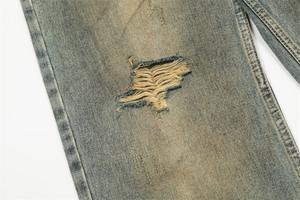 กางเกงยีนส์ขาตรงทรงหลวมขากว้างสำหรับผู้ชายกางเกงลำลองทำจากผ้าฝ้าย100% สำหรับฤดูใบไม้ผลิฤดูใบไม้ร่วง - Product Image 5