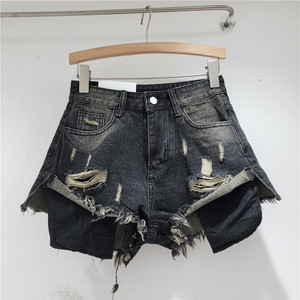 Summer New Fringe Denim Shorts <b>Women's</b> Loose Slimming Wide Leg Hot Pants <b>Jeans</b> Shorts For <b>Women</b> Made In Pakistan - Product Image 5