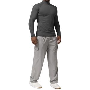 เสื้อผ้ากีฬาผู้ชาย โพลีเอสเตอร์ผสมสแปนเด็กซ์ แบบรัดรูป แขนยาว ซิปครึ่งตัว สำหรับออกกำลังกาย ฟิตเนส เสื้อยืดผู้ชาย ฤดูใบไม้ร่วง - Product Image 2