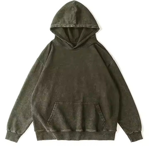 Vente en gros : Sweat à capuche vintage pour homme sur mesure, délavé à l'acide, prix raisonnable ; Manteau d'hiver 2025 délavé à la pierre, teint uni, haute qualité - Product Image 1