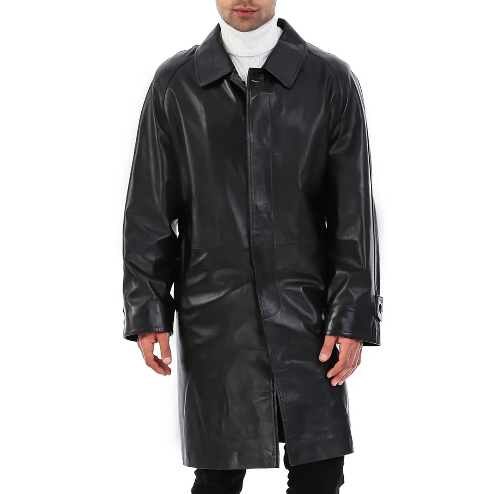 Stylish Men Leather Trench Coat Men's Full Length Leather Coat For Men High Quality custom Logo Arrival Winter 2022 Coat