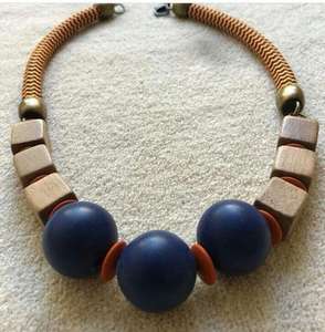 Collar de mujer cuentas de madera y resina collar hecho a mano Vintage cordón de algodón último collar de madera para mujer regalo de Navidad - Product Image 1