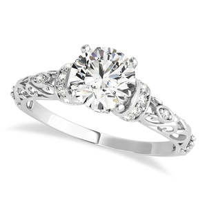 แหวนหมั้นสไตล์โบราณประดับเพชรทองคำขาว 14K (1.62 กะรัต) - Product Image 1