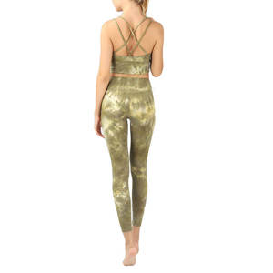 Conjunto de Yoga de patrón sólido transpirable para mujer, ropa de entrenamiento para gimnasio con cierre de cintura elástica, ropa de gimnasio al por mayor - Product Image 2