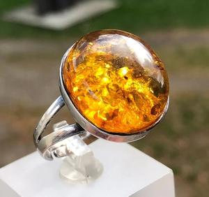 Bijoux de pierres précieuses ovales en argent Sterling 925 fait à la main belle bague de promesse en ambre de la Baltique pour femmes bagues fines élégantes - Product Image 5