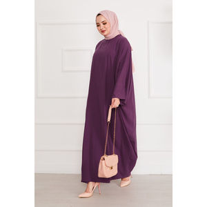 Abaya Hijab Morada de Estilo Simple Ceyda, Tela de Poliéster, Elemento de Moda Musulmana - Product Image 6