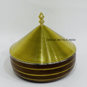 Casserole en acier inoxydable et en bois au design moderne avec couvercle design Casserole faite à la main pour la cuisine arabe et les restaurants - Product Image 3