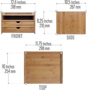 3-Tier Bamboo Desktop <b>Organizer</b>/<b>Desk</b> Accessories with US Letter Paper Size Drawers for Home/Office| Letter Tray for Folders - Product Image 2