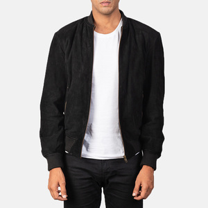 Veste d'hiver en cuir de couleur unie sur mesure pour hommes, col montant, style de rue principale avec décoration de poche, vente en ligne - Product Image 1