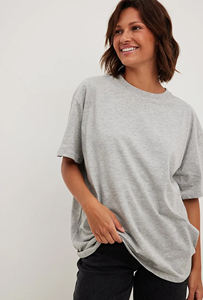 T-shirt femme gris chiné surdimensionné épaule tombante palangre 100% coton Premium coupe ample Streetwear décontracté Logo personnalisé t-shirt - Product Image 2