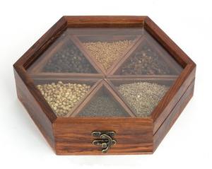 Organisateur d'épices en bois fait à la main pour le rangement de la cuisine avec plusieurs compartiments pour les herbes et les assaisonnements - Product Image 1